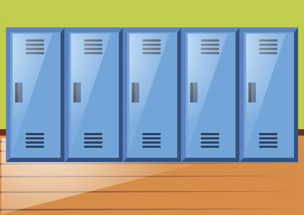 有蓝色储物柜的房间图片下载