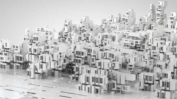 未来现代城市的3D插图图片下载