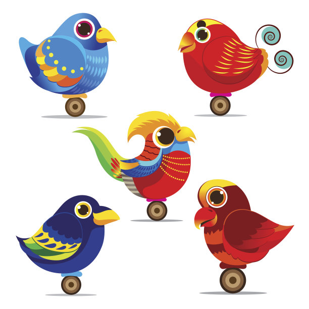 可爱的小鸟集合，五彩缤纷图片下载