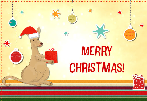 搞笑袋鼠庆祝圣诞节图片下载