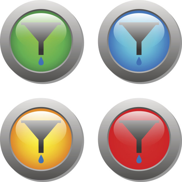 漏斗图标与水滴设置在玻璃按钮图片下载