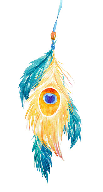 水彩孔雀羽毛图片下载