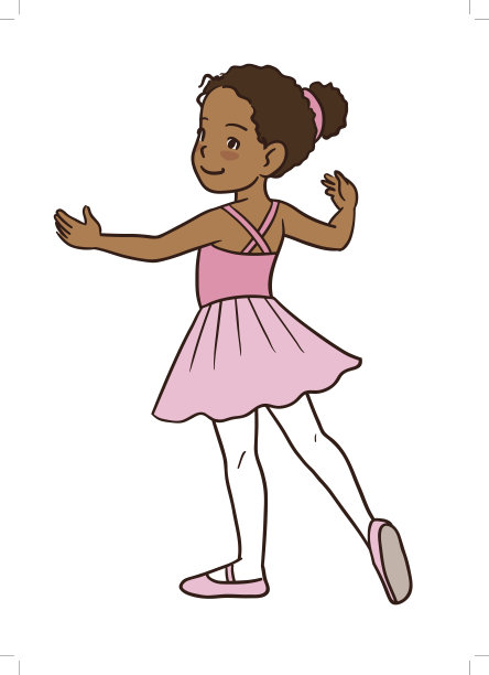 卡通插图可爱的卡通芭蕾舞女与黑皮肤的女孩图片下载