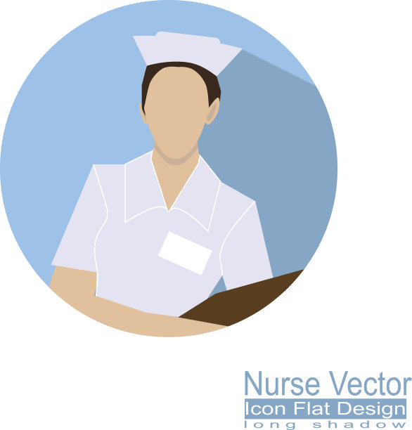一个护士平面图标上的蓝色背景矢量图片下载
