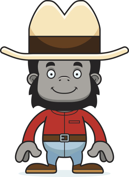 卡通微笑牛仔大猩猩图片下载