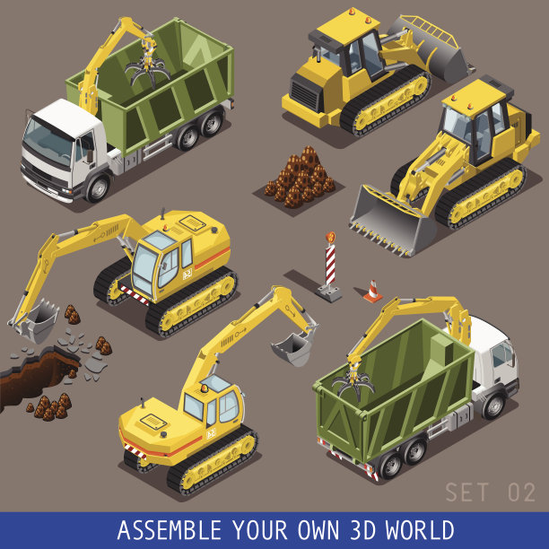 城市建设运输等距平面3d图标集2图片下载
