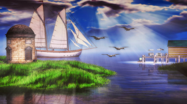 阳光下的游艇图片下载