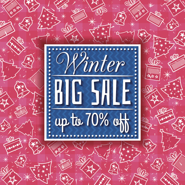 红色圣诞背景和标签与销售优惠，向量图片下载