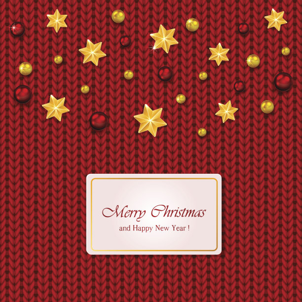 红色针织图案上的圣诞元素图片下载