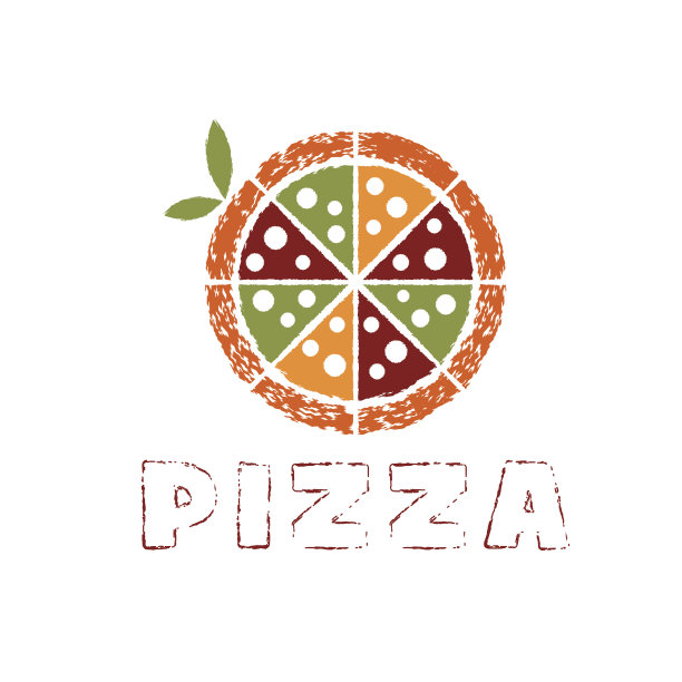 垃圾披萨与叶矢量设计模板图片下载