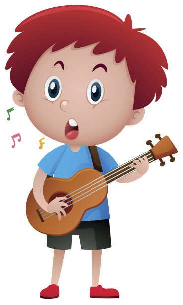 男孩一边弹吉他一边唱歌图片下载