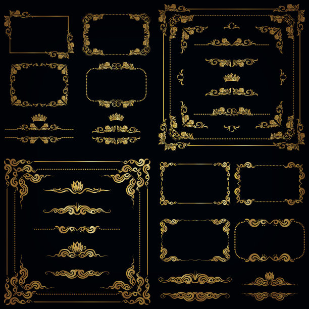 向量套金装饰边框，框架图片下载