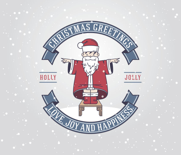 圣诞贺卡上有圣诞老人男孩图片下载