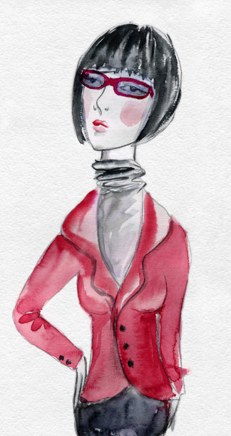 聪明的水彩画女商人图片下载