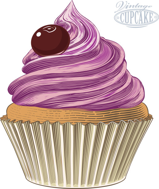 纸杯蛋糕雕刻风格图片下载