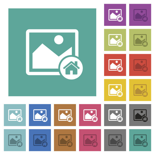 默认图像方形平面多色图标图片下载