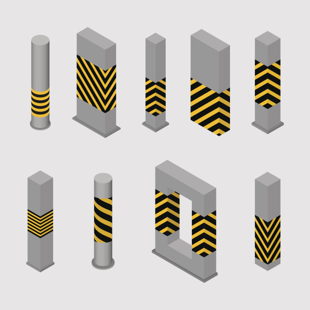 一组混凝土柱和柱子，矢量插图。图片下载