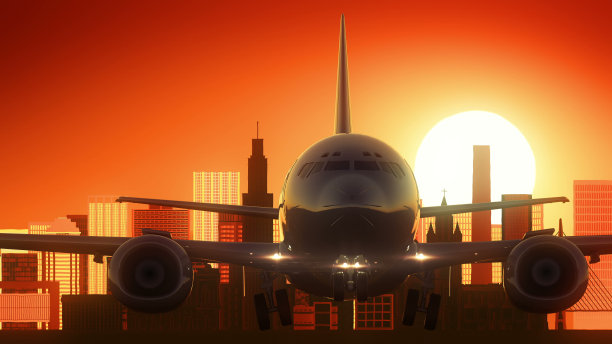 巴西圣保罗飞机起飞天际线金色背景图片下载