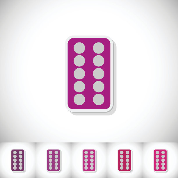 药片。平贴与白色背景上的阴影图片下载