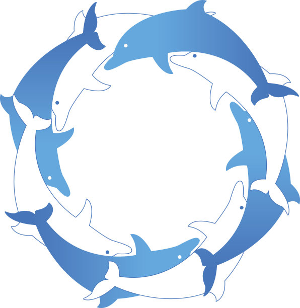 蓝色和白色海豚矢量插图素材图片