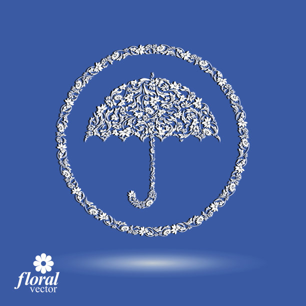 美丽flower-patterned伞。程式化的配件图片下载