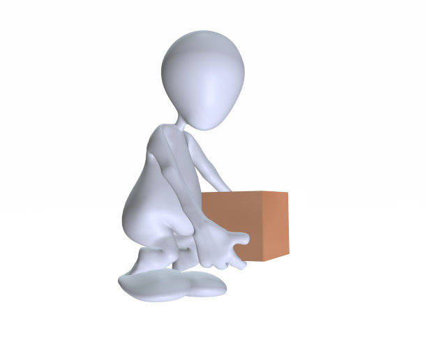 3d人正确地举起一个沉重的箱子图片下载