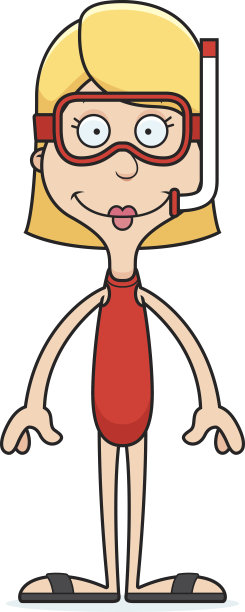 卡通微笑浮潜女子图片下载