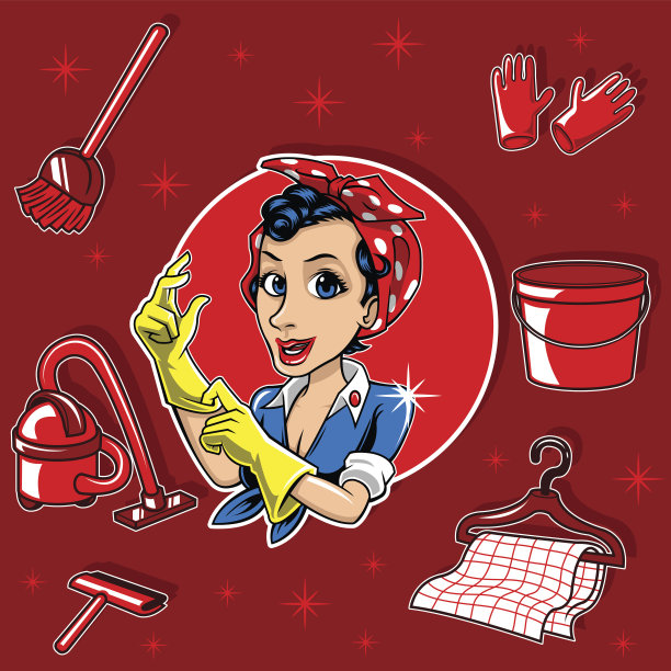 老式房子女保洁员图片下载