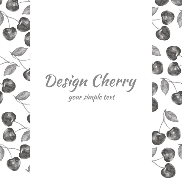 樱桃手绘插图，向量浆果边界，水果设计框架的横幅，卡片，邀请图片下载