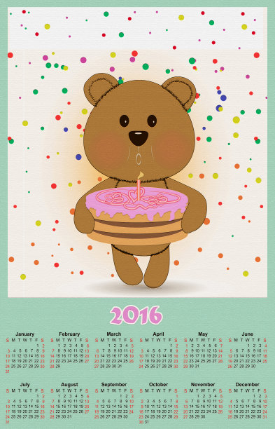 2016年插图日历图片下载