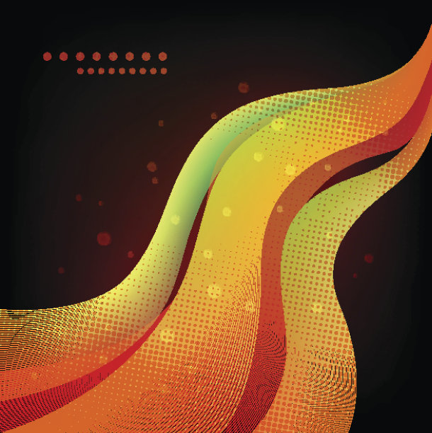 黑色背景上的彩色抽象波浪图片下载