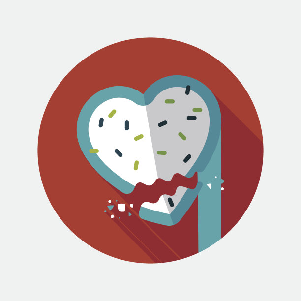 情人节饼干长阴影的扁平图标，eps10素材图片