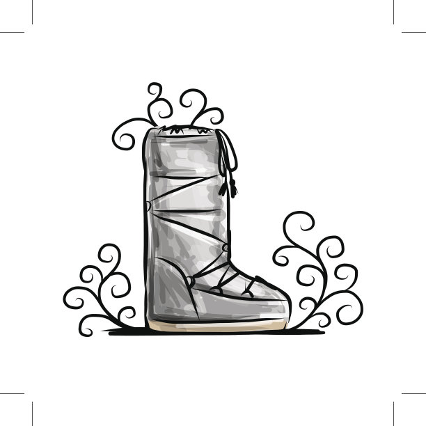 冬天的鞋子，为你的设计草图图片下载