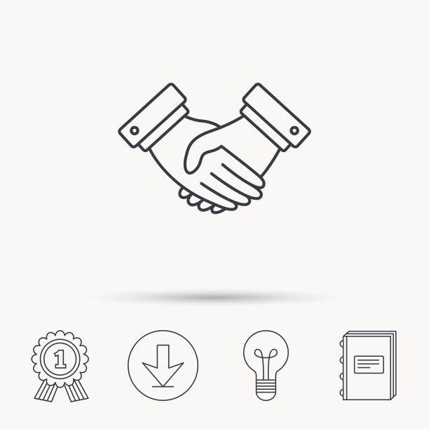 握手图标。协议签署的协议。图片下载