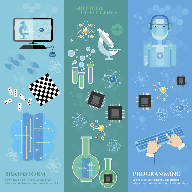 人工智能横幅现代机器人微芯片图片下载