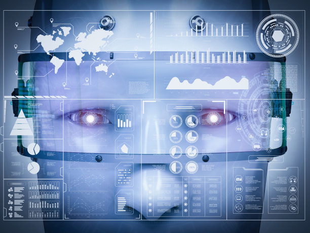 机器人与数字显示工作图片下载