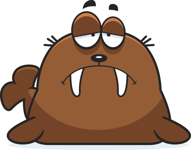 悲伤的卡通海象图片下载