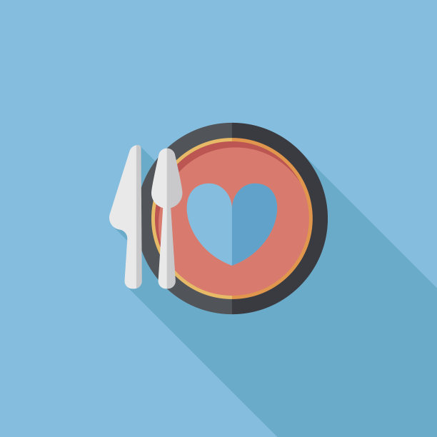 情人节晚餐与长影子的图标，eps10图片下载