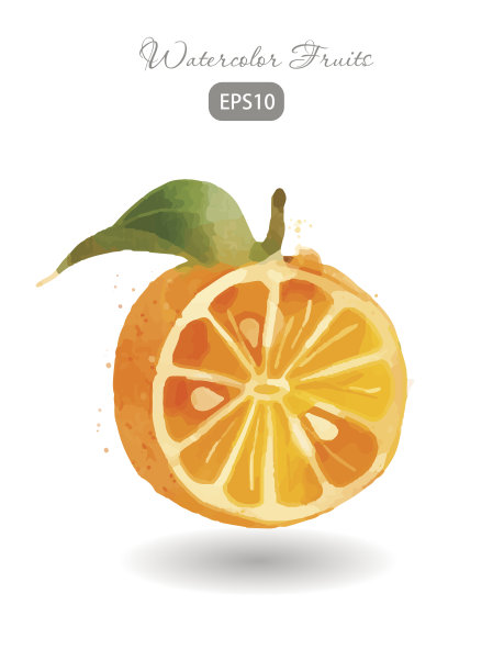 橘色的水彩图片下载