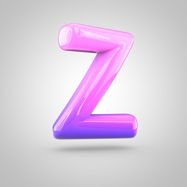 有光泽的粉色和紫色梯度油漆字母Z大写孤立在白色背景图片下载