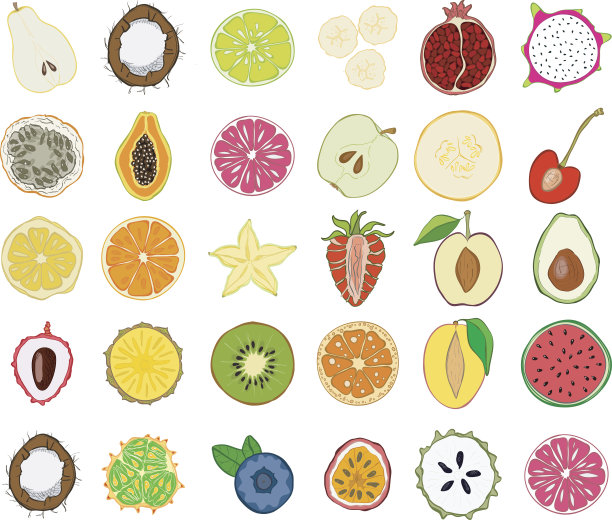 一套新鲜手绘果蔬及产品。图片下载