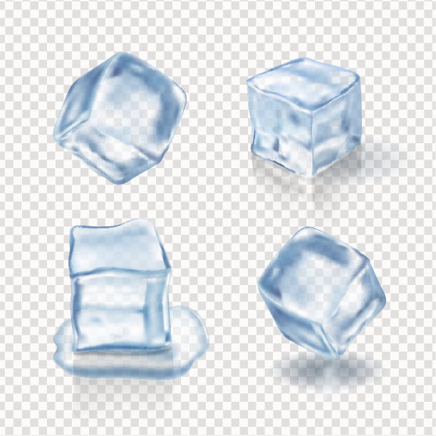 淡蓝色透明冰块。现实的向量图片下载