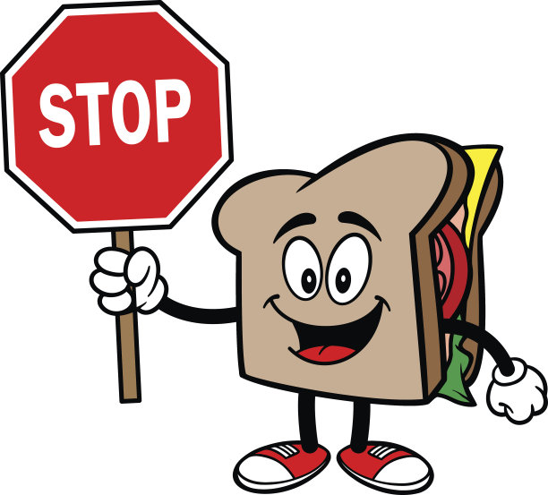 三明治和一个停止标志图片下载