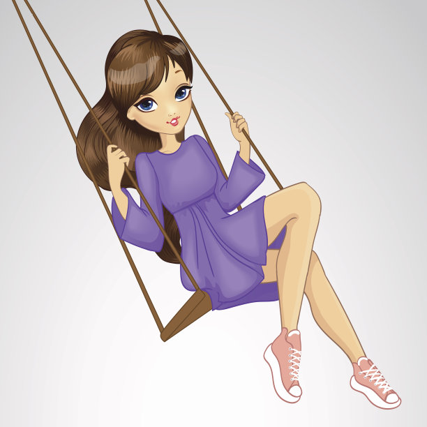 荡秋千的浪漫女孩图片下载