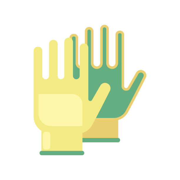 园艺平黄色手套工作隔离在白色背景矢量插图。农业保护手图片下载
