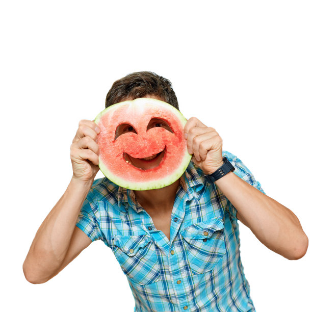 带着西瓜笑脸的男人图片下载