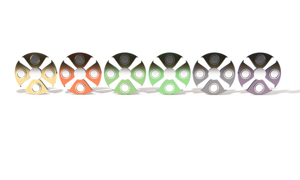 彩色钛指尖陀螺，3d渲染图片下载