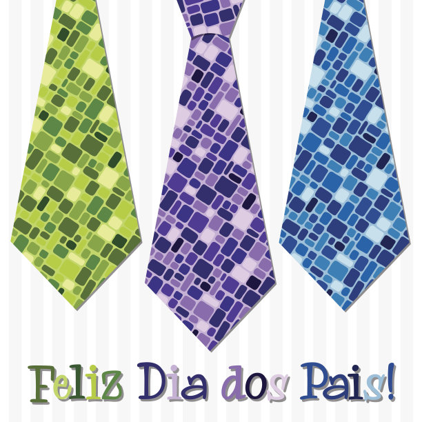明亮的马赛克葡萄牙“父亲节快乐”领结卡片图片下载