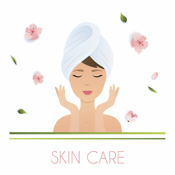 年轻女子用干净清新的毛巾触摸自己的脸。图片下载