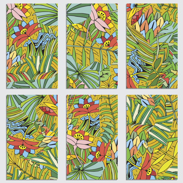 热带花卉的背景。矢量卡片和旗帜与异国情调的花和叶。图片下载